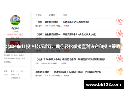 北单4串11投注技巧详解，助你轻松掌握赢利诀窍和投注策略
